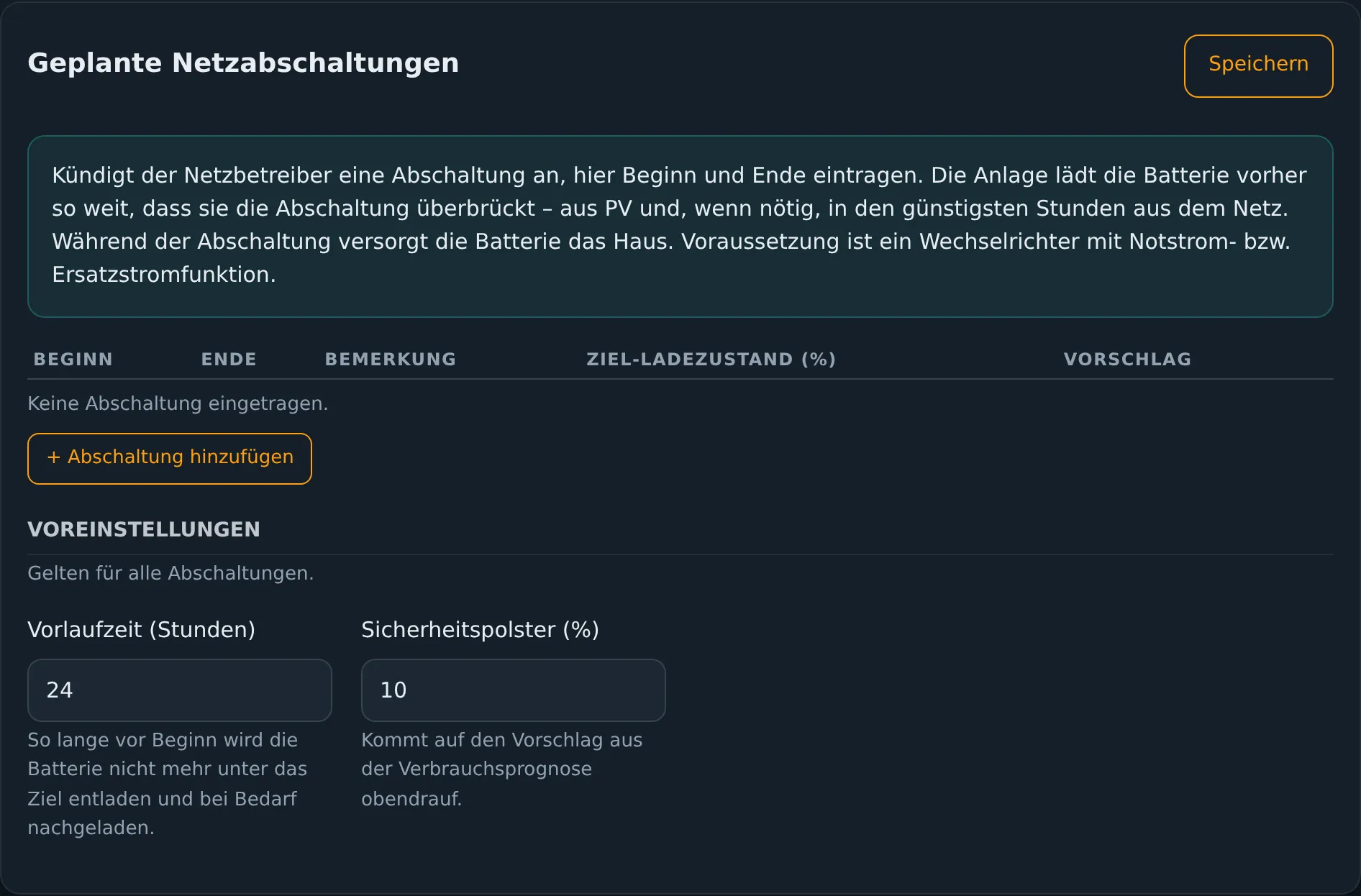 Geplante Netzabschaltungen