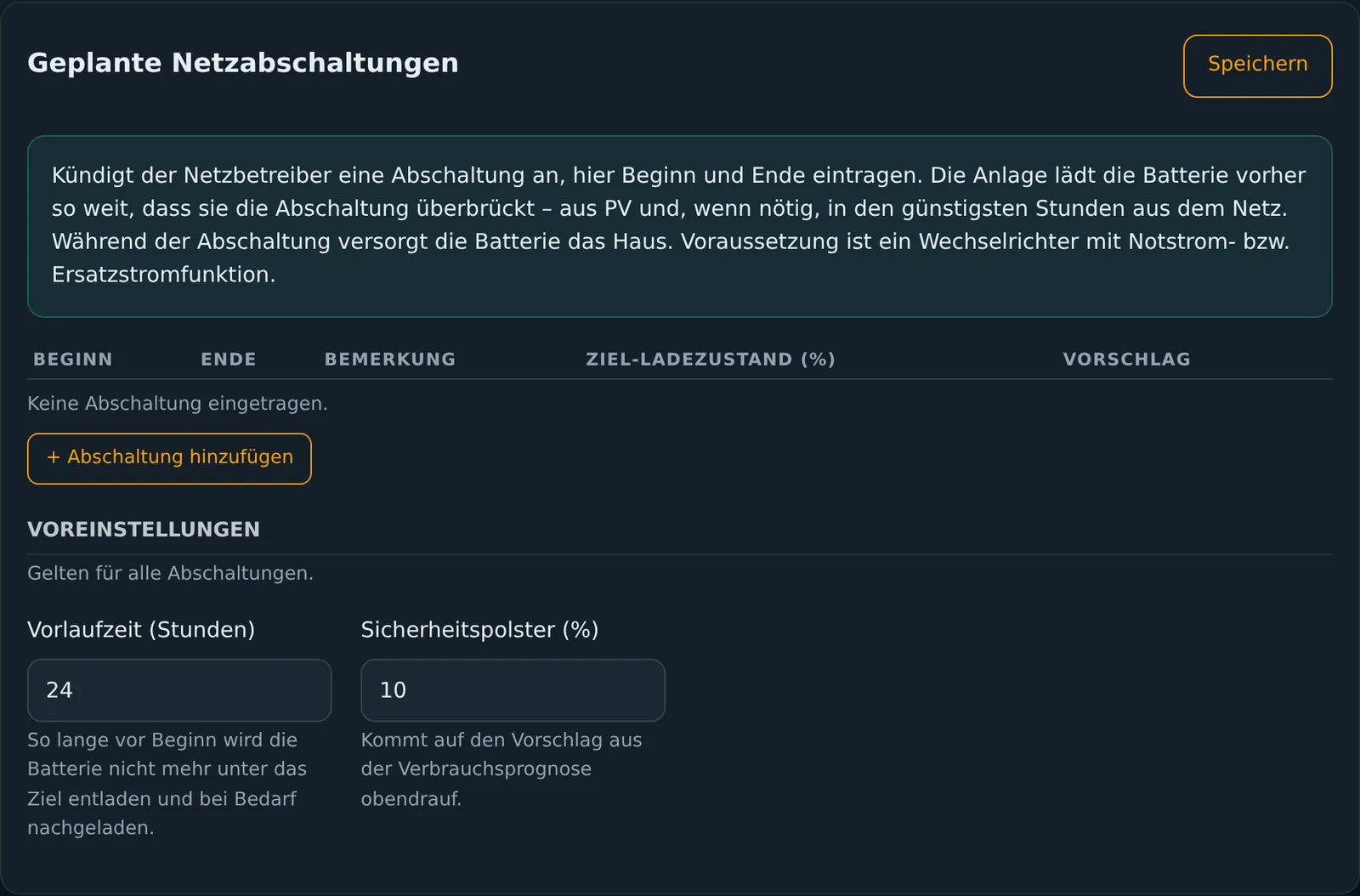 Geplante Netzabschaltungen