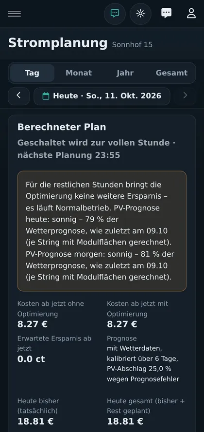 Berechneter Plan am Handy