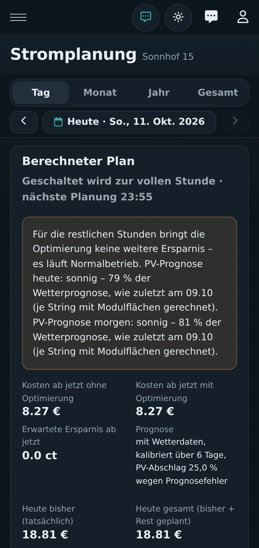 Berechneter Plan am Handy