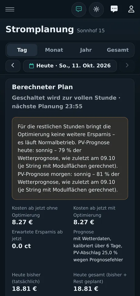 Berechneter Plan am Handy